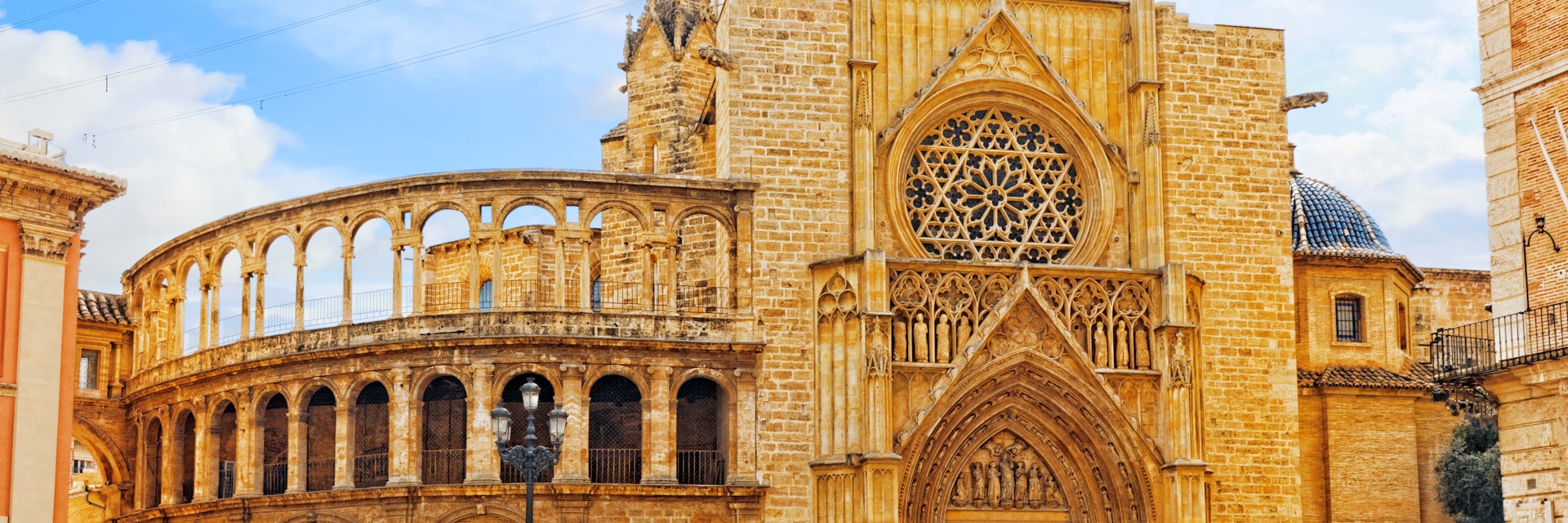 Square of Saint Mary's and Valencia Cathedral Temple in old town. Every year, Valencia (third size population city in Spain)welcomes more than 4 million visitors.