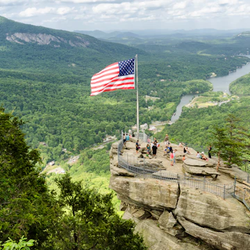 Chimney Rock at Chimney Rock mountain State Park in North Carolina.