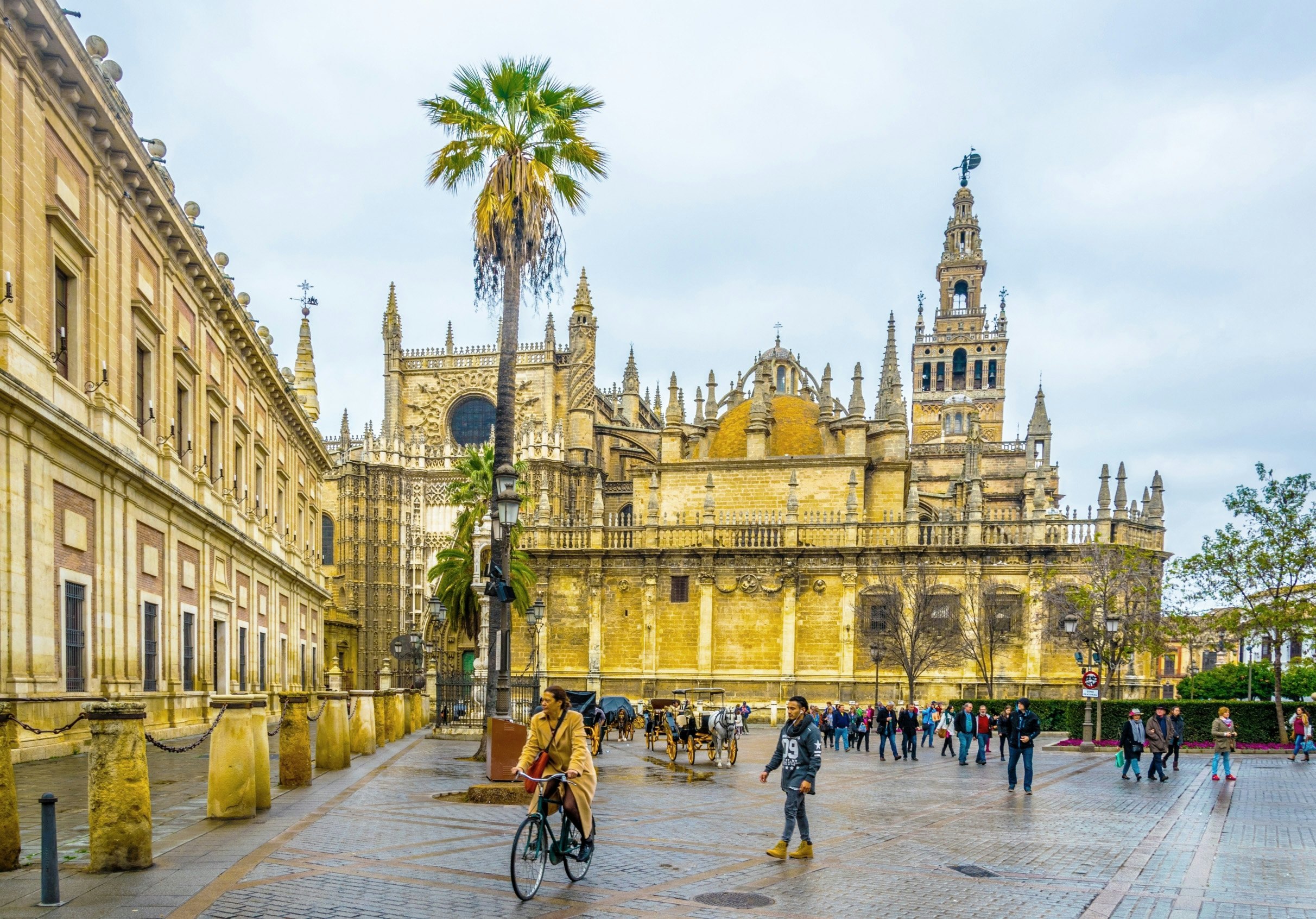 Overlooking the plaza in front of the Catedral de Sevilla.