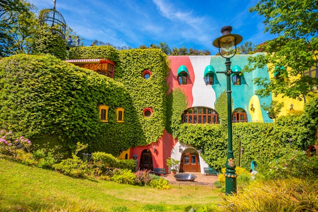 Colourful exterior of the Ghibli museum building