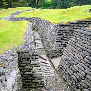 Military trenches made from concrete at the Canadian National Vimy Memorial in France.