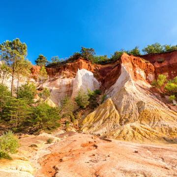 The red rock formations at Colorado Provencal in France.