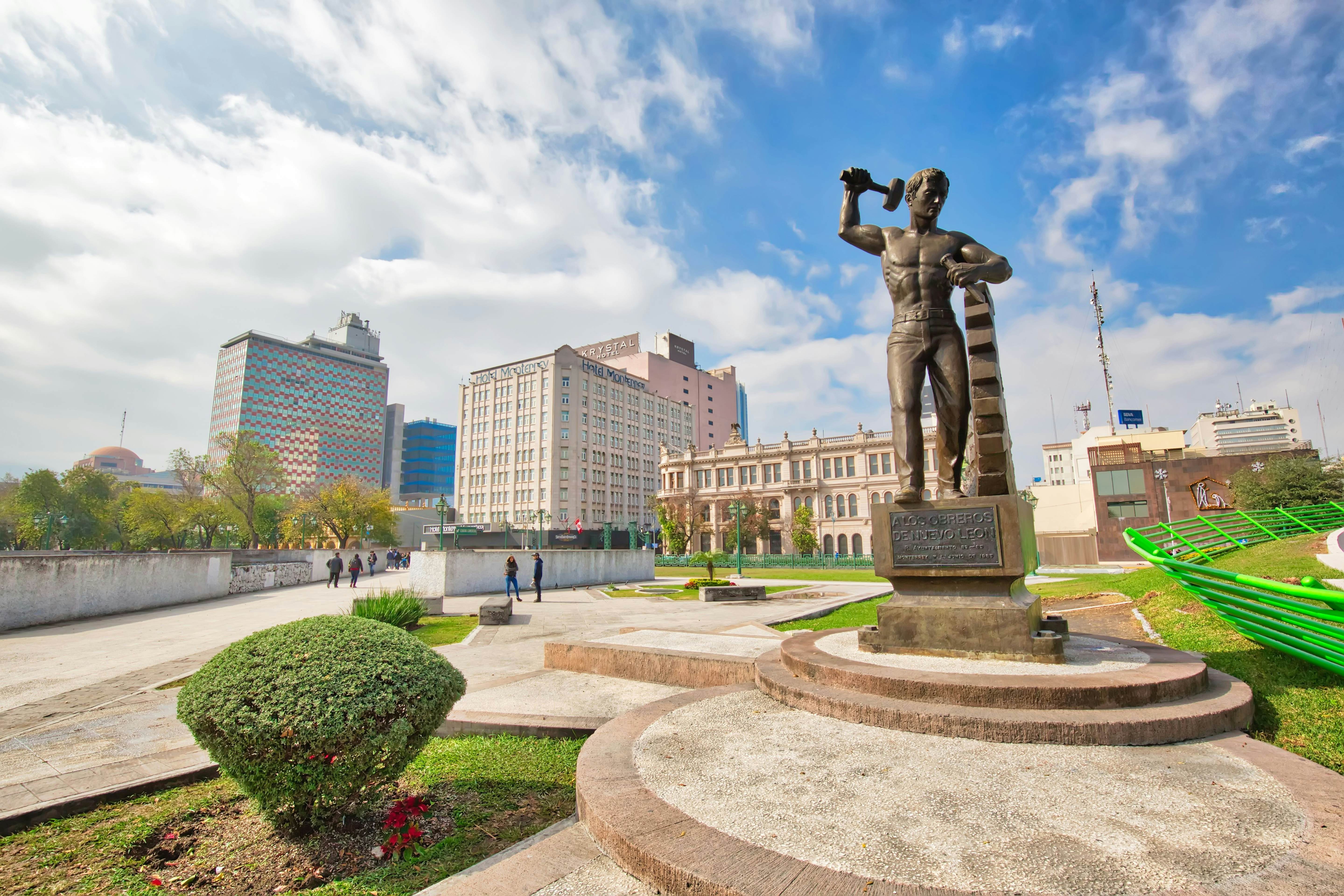 Monument to Workers (Monumento a los Obreros) in Macroplaza square in the historic city center of Monterrey.