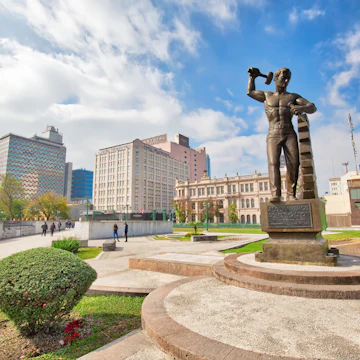 Monument to Workers (Monumento a los Obreros) in Macroplaza square in the historic city center of Monterrey.