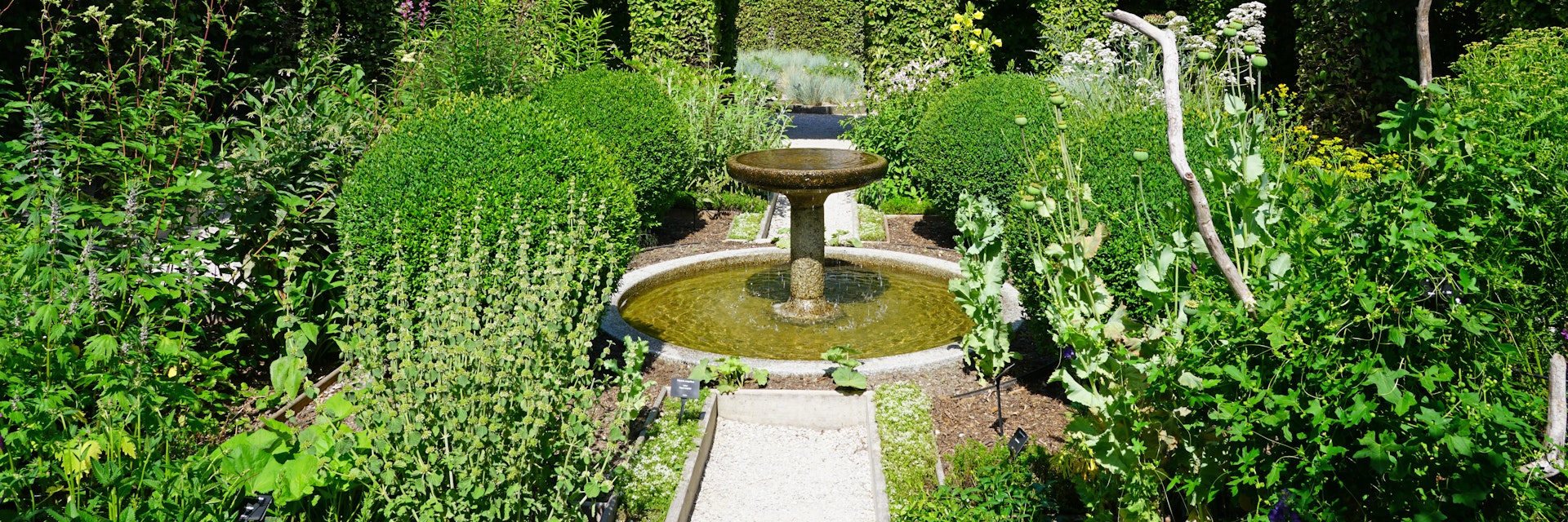 The Jardin des Cinq Sens (Five senses garden) in the medieval village of Yvoire, France.