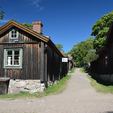 Old homes and artisan quarters in Luostarinmaki open air museum, Turku, Finland.