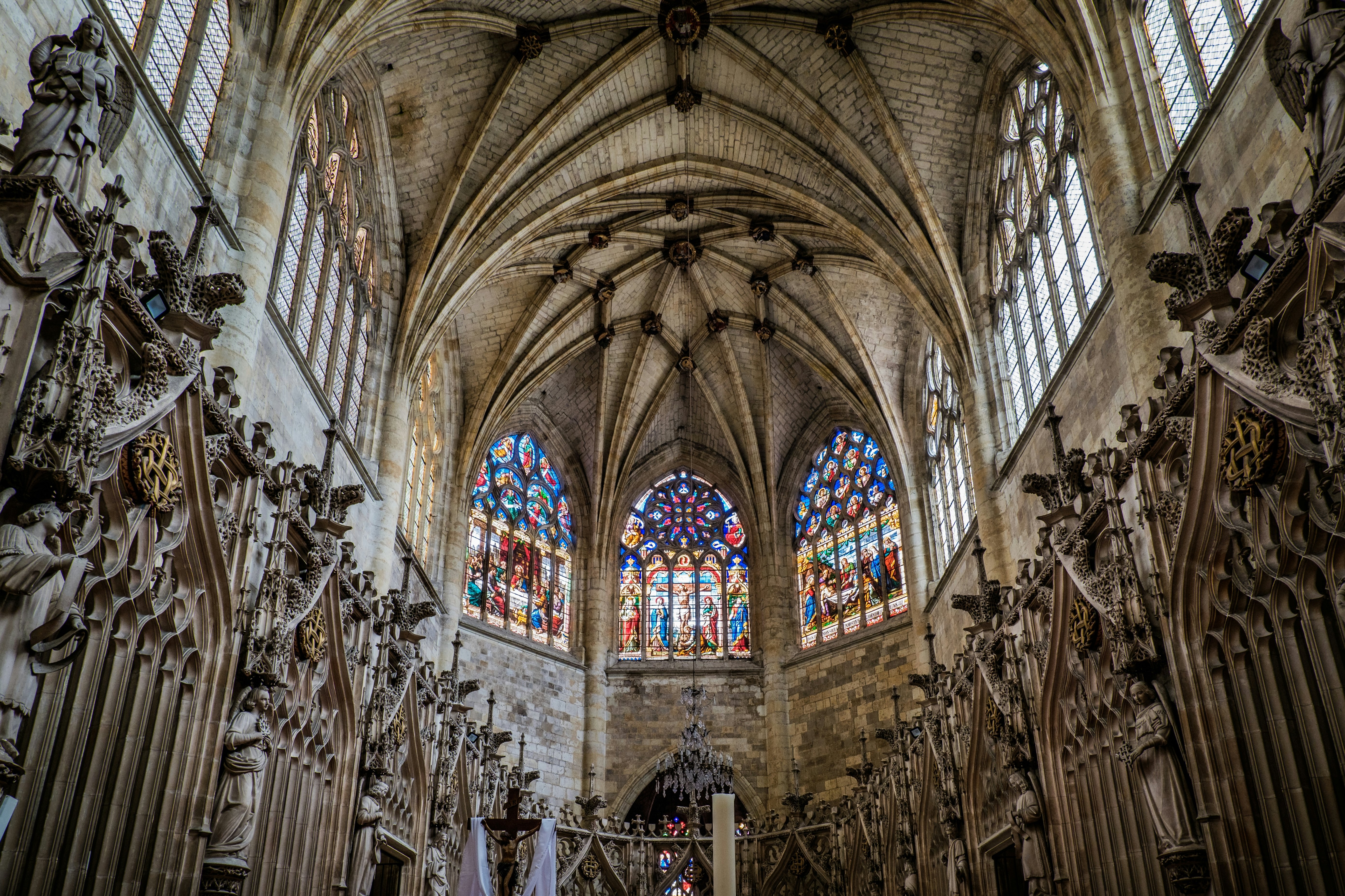 Interior of the gothic cathedral of Condom.