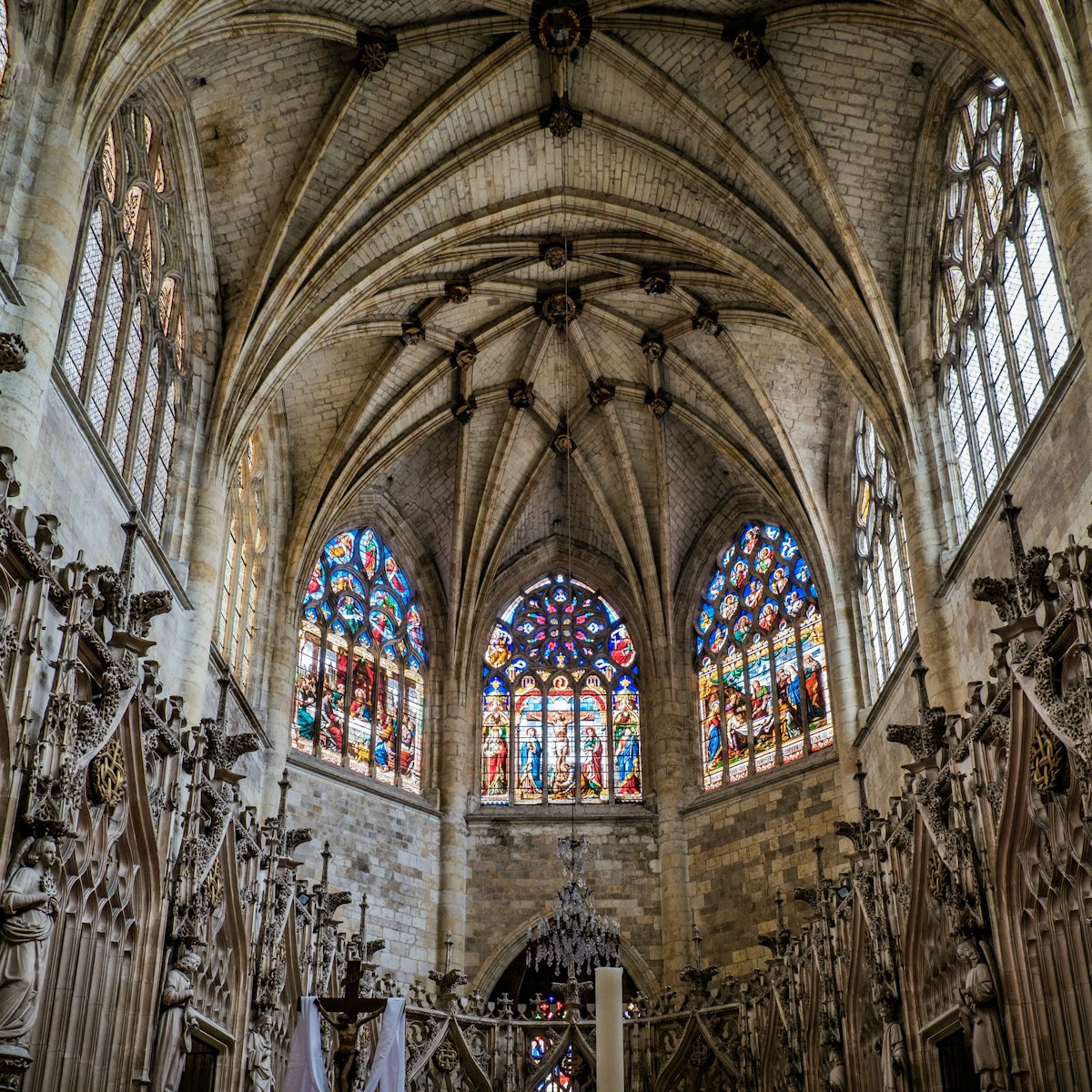 Interior of the gothic cathedral of Condom.
