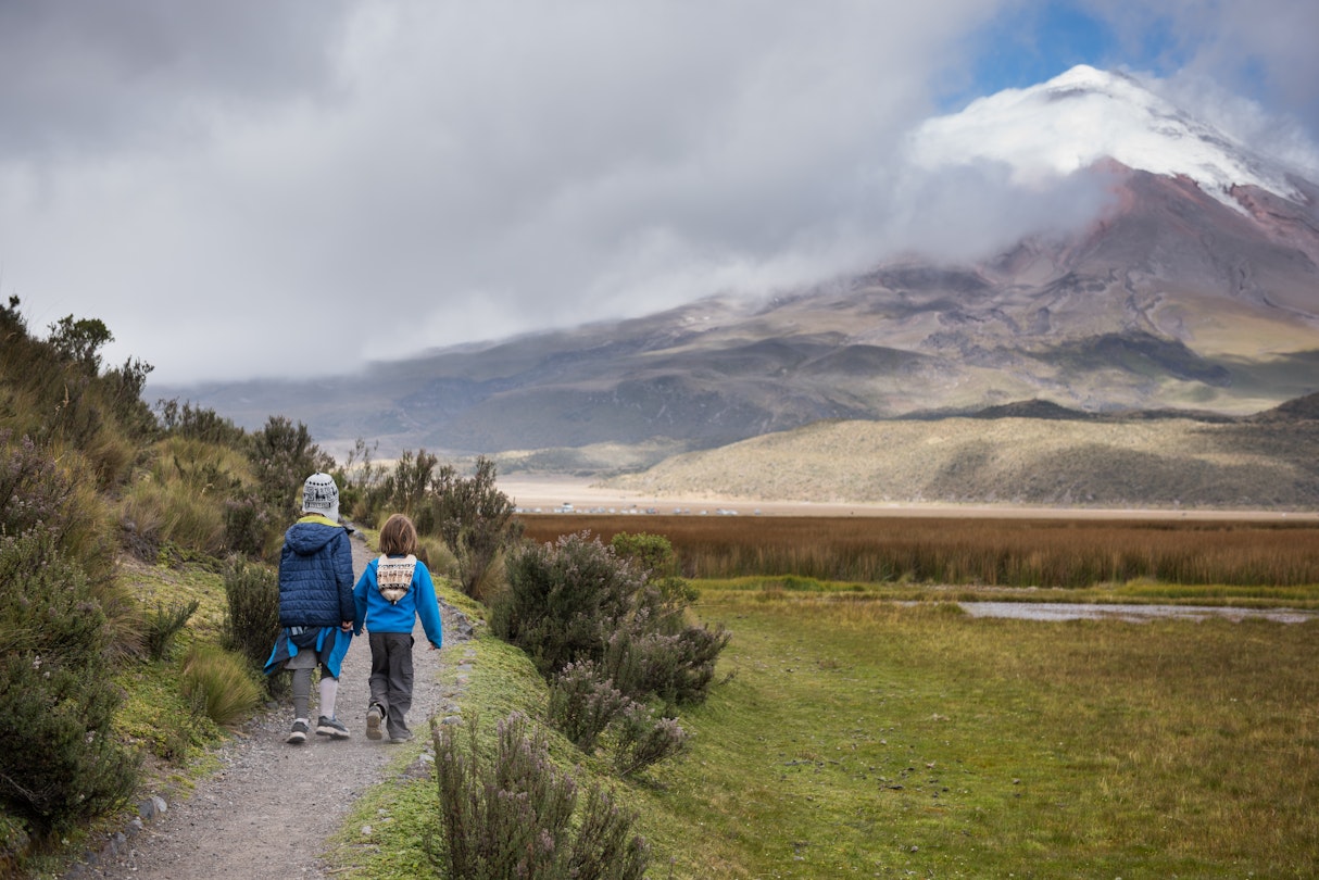 A family of 5 hike, run, and play at the base of volcano Cotapoxi in Ecuador. A 19,347 ft mountain in South America. Father, mother, and 3 children travel.
1049109690
Ecuador