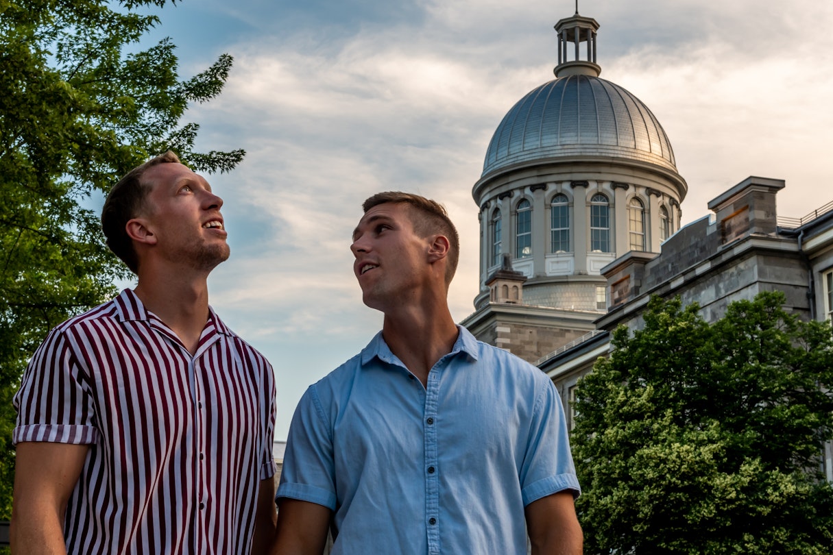 Young homosexual couple visiting the old port of Montreal at sunset.
1218674378