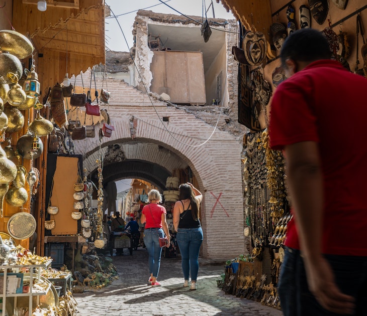 MARRAKECH, MOROCCO - SEPTEMBER 17: Tourists walk under a building marked with a red 'X,' symbolizing it is unsafe after the earthquake, at the souk on September 17, 2023 in Marrakech, Morocco. A huge earthquake measuring 6.8 on the Richter scale hit central Morocco on September 8, with more than 3000 people confirmed dead, many unaccounted for as rescue operations struggle to reach the most affected areas. Whilst the epicentre was in a sparsely populated area of the High Atlas Mountains, its effects have been felt 71km away in Marrakesh, a major tourist destination, where many buildings have collapsed and thousands of deaths have been reported. The souks, which draw thousands of tourists, are comprised of approximately 10 main sections that are still functioning places for craftspeople and trade workers. (Photo by Alexi Rosenfeld/Getty Images)
1686826000
bestof, topix