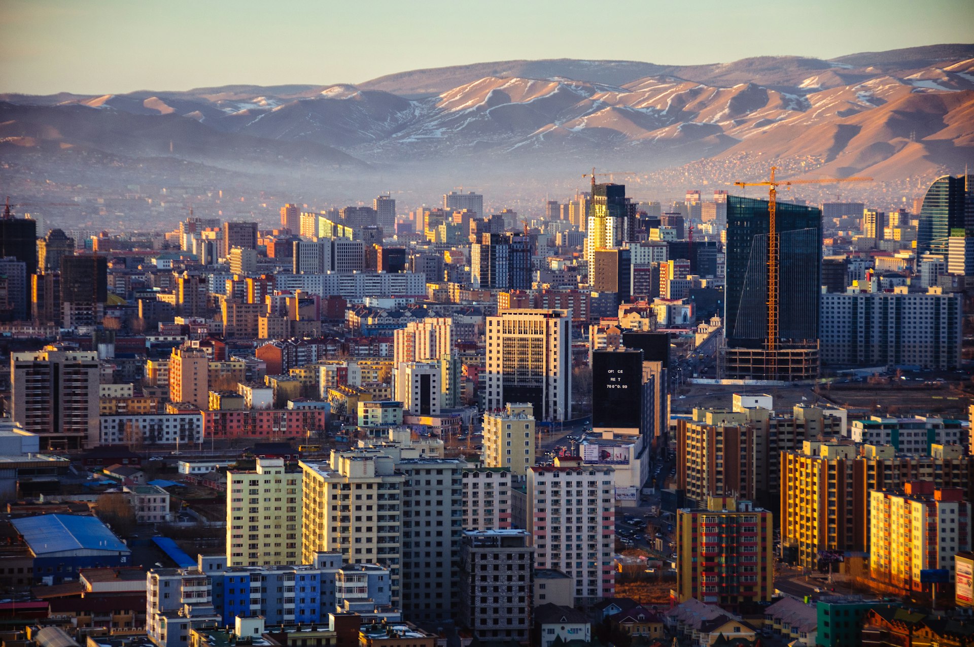 A sunset view over Ulaanbaatar, the capital of Mongolia