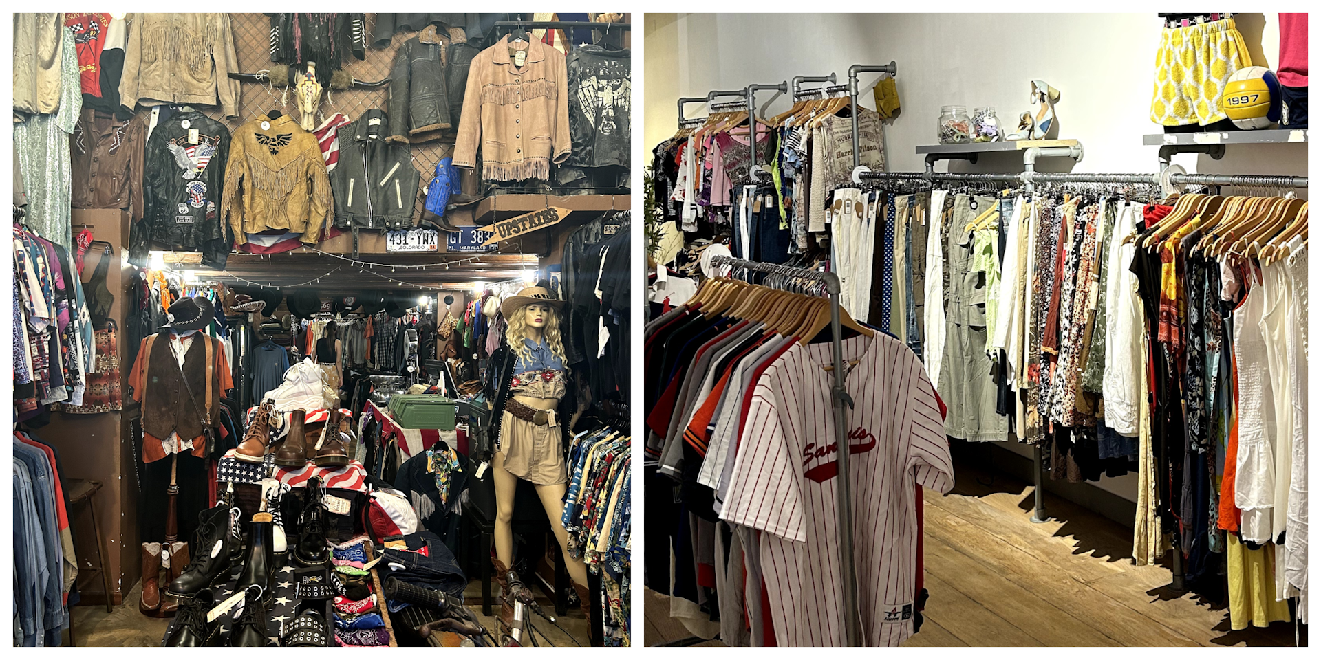 Vintage and Americana-style clothing in a Barcelona store