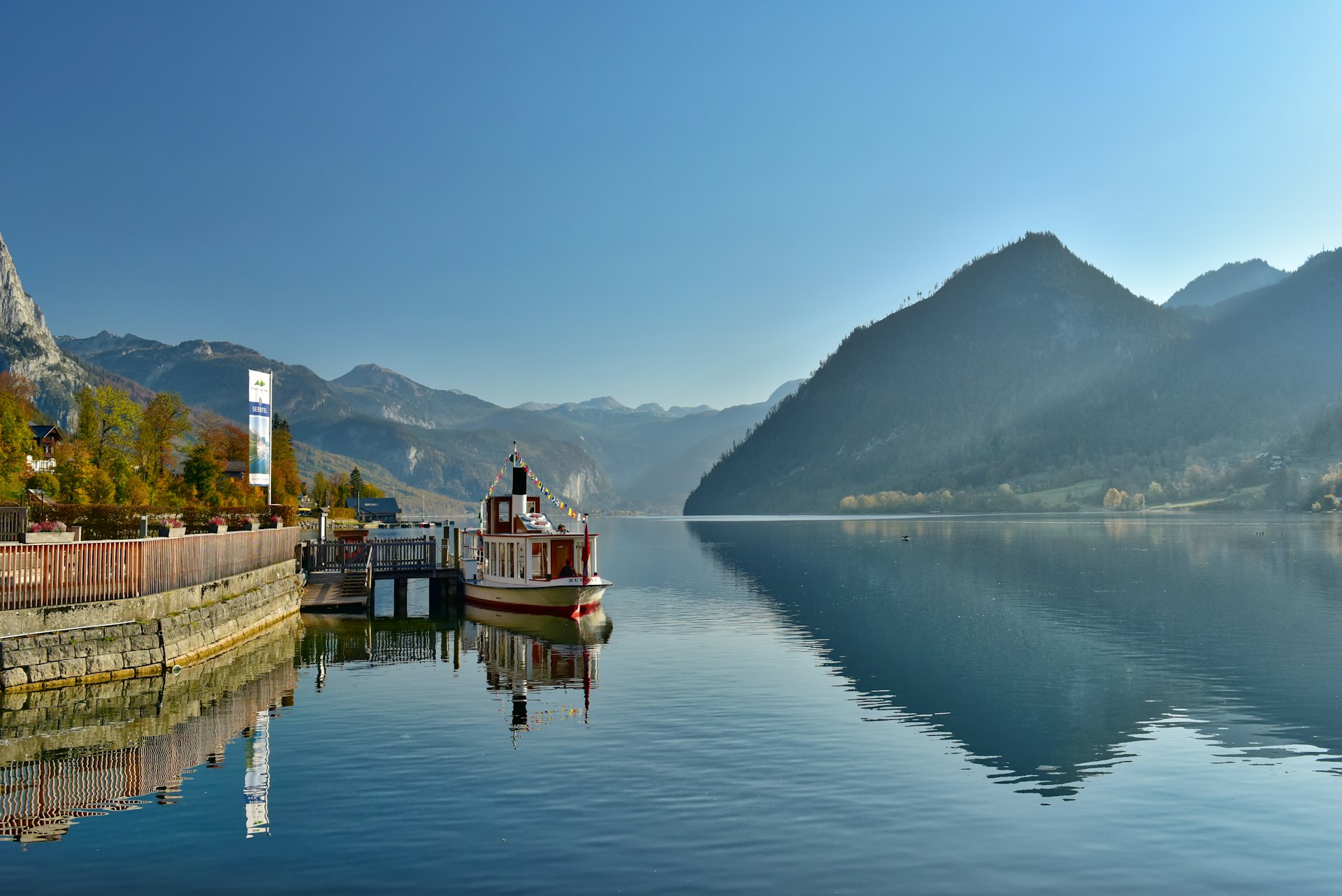 Passenger ship on the lake Grundlsee, Austria