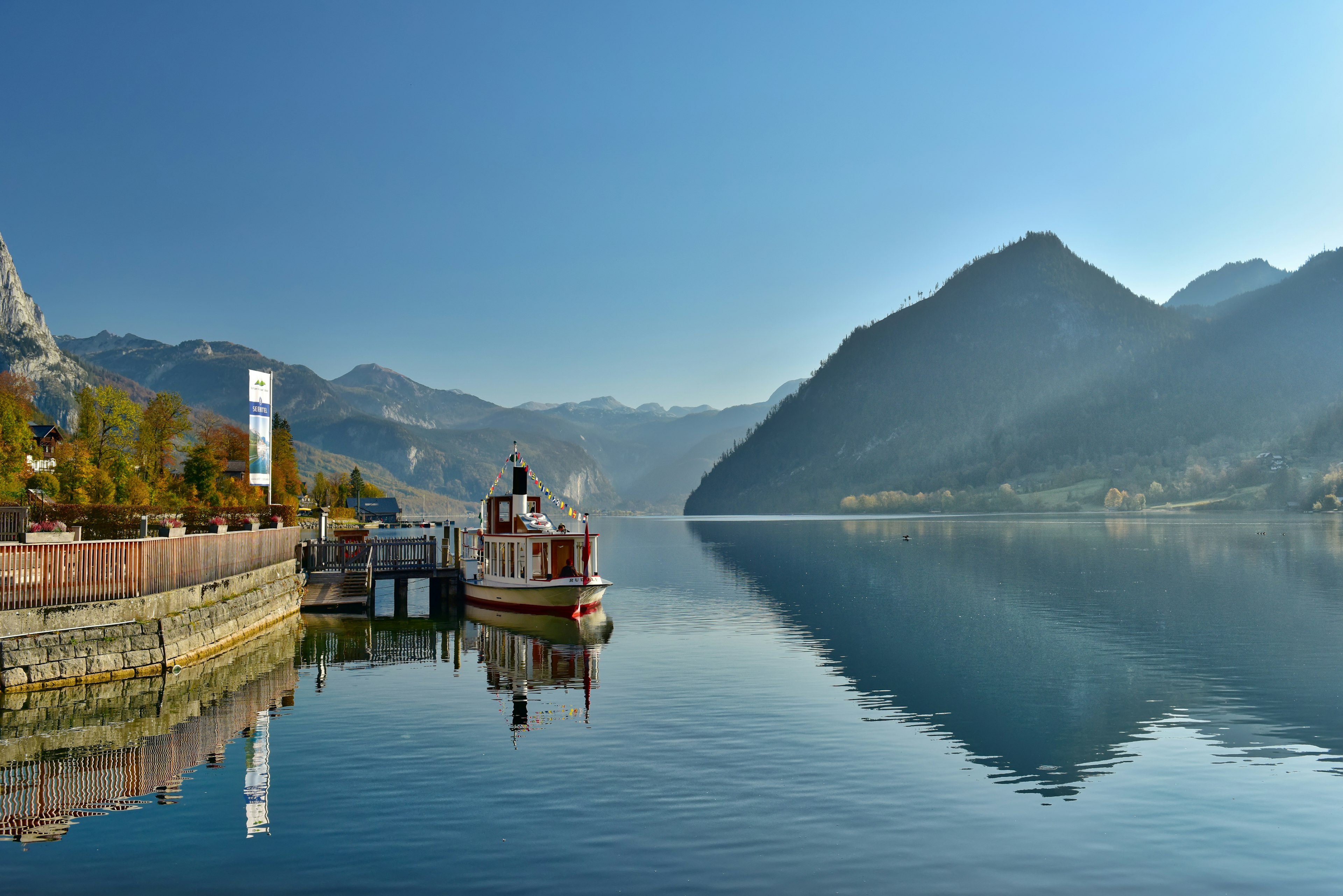 Passenger ship on the lake Grundlsee, Austria