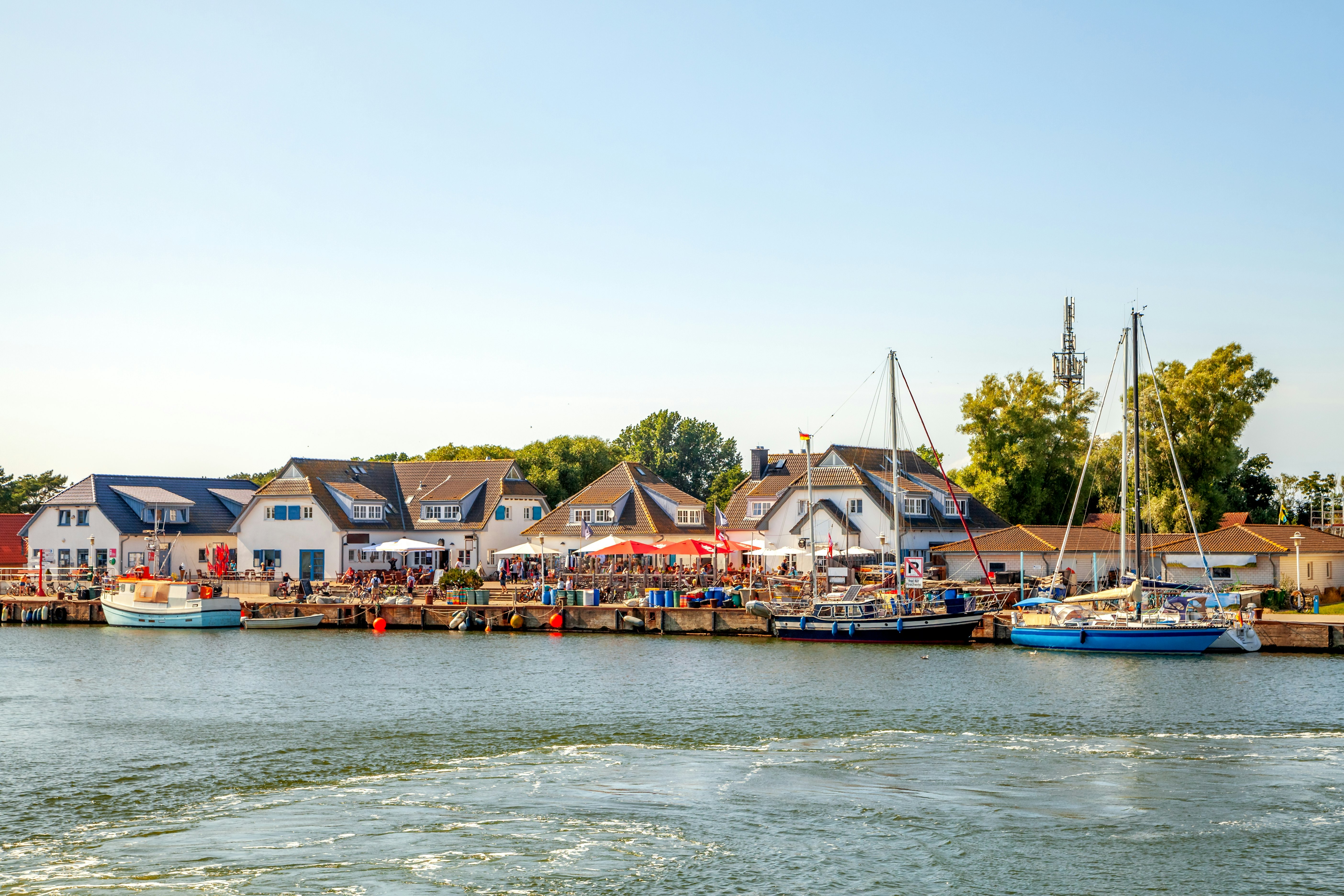 A bustling port in Hiddensee Germany