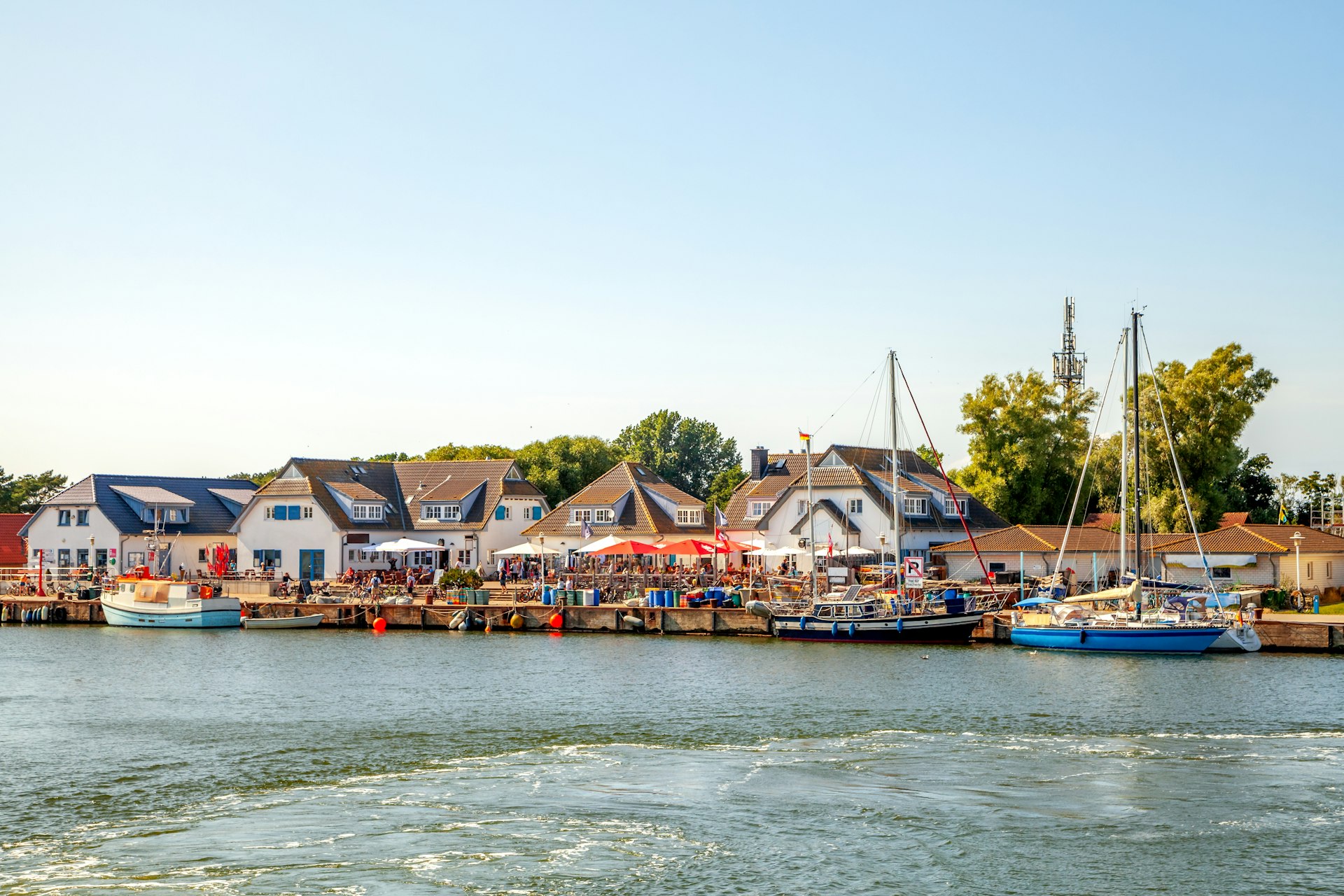 A bustling port in Hiddensee Germany