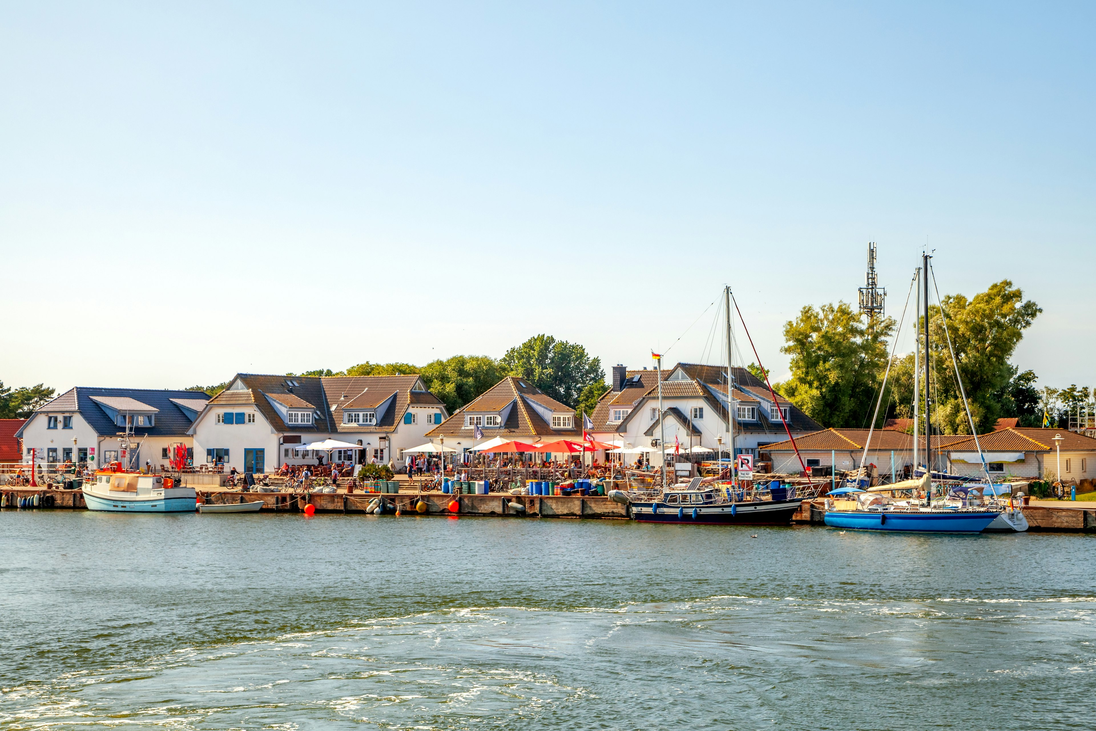 A bustling port in Hiddensee Germany