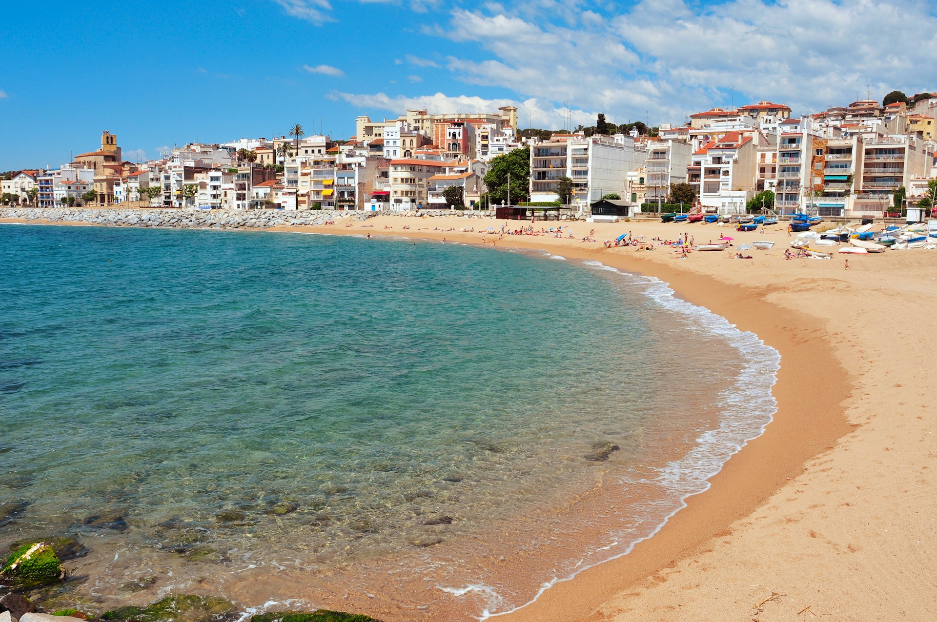  view of Platja de les Barques beach in Sant Pol de Mar, Spain