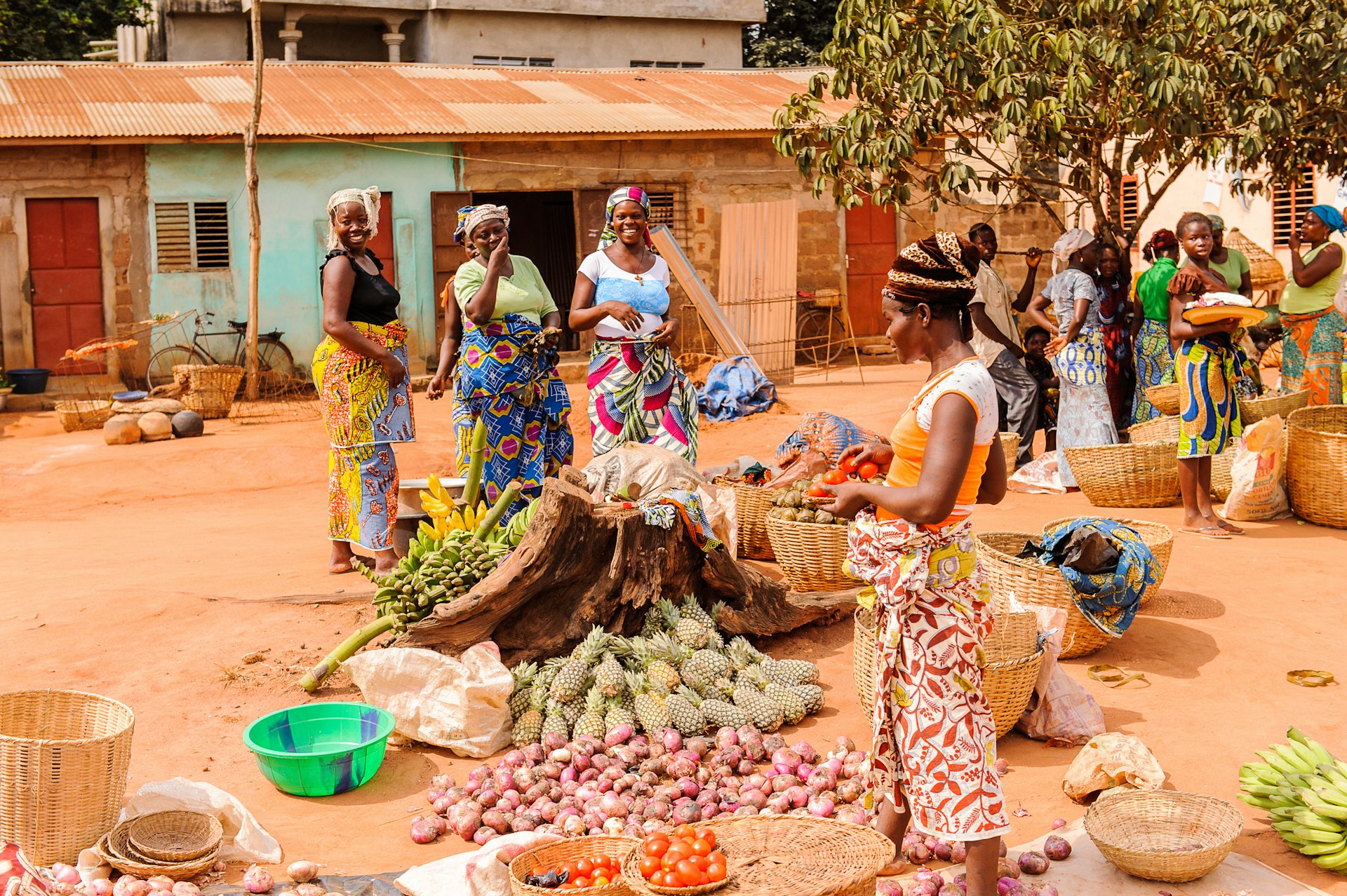Beninese woman selling vegetables at a market