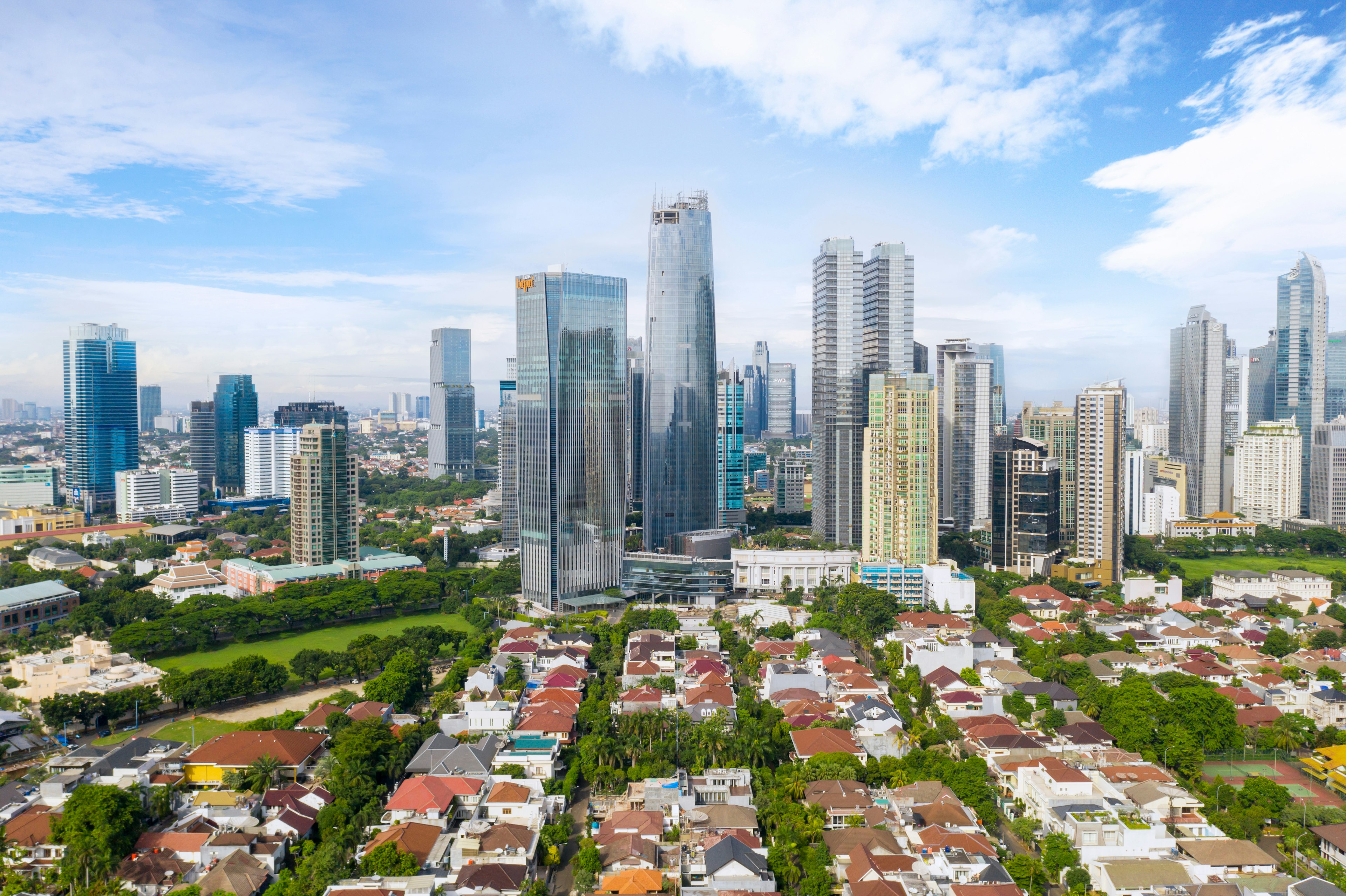 View of modern residential skyscrapers in downtown Jakarta