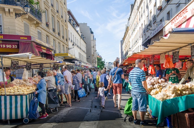 The open-air market in the Bastille district is one of the largest and busiest in the city