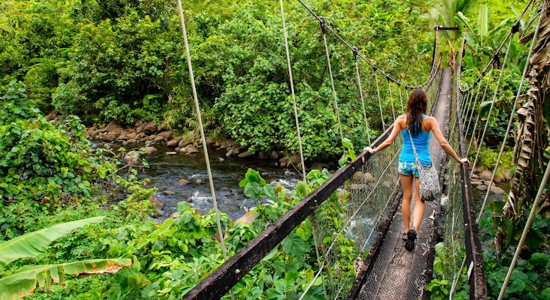 Young woman walking on a suspension bridge over Wainibau stream on the Lavena Coastal Walk.
532856152
hiking, coastal, island, adventure, destination, tropics, oceania, park, national, tropical, river, travel, landmark, suspension, scenery, stream, pacific, walk, paradise, tourist, wood, girl, young, heritage, woman, person, outdoors, scenic, tourism, wooden, water, bridge, nature, vacation, construction, lavena, suspended, structure, landscape, fiji, ocean, jungle, taveuni, wainibau, rainforest, bouma, south, levu, vanua