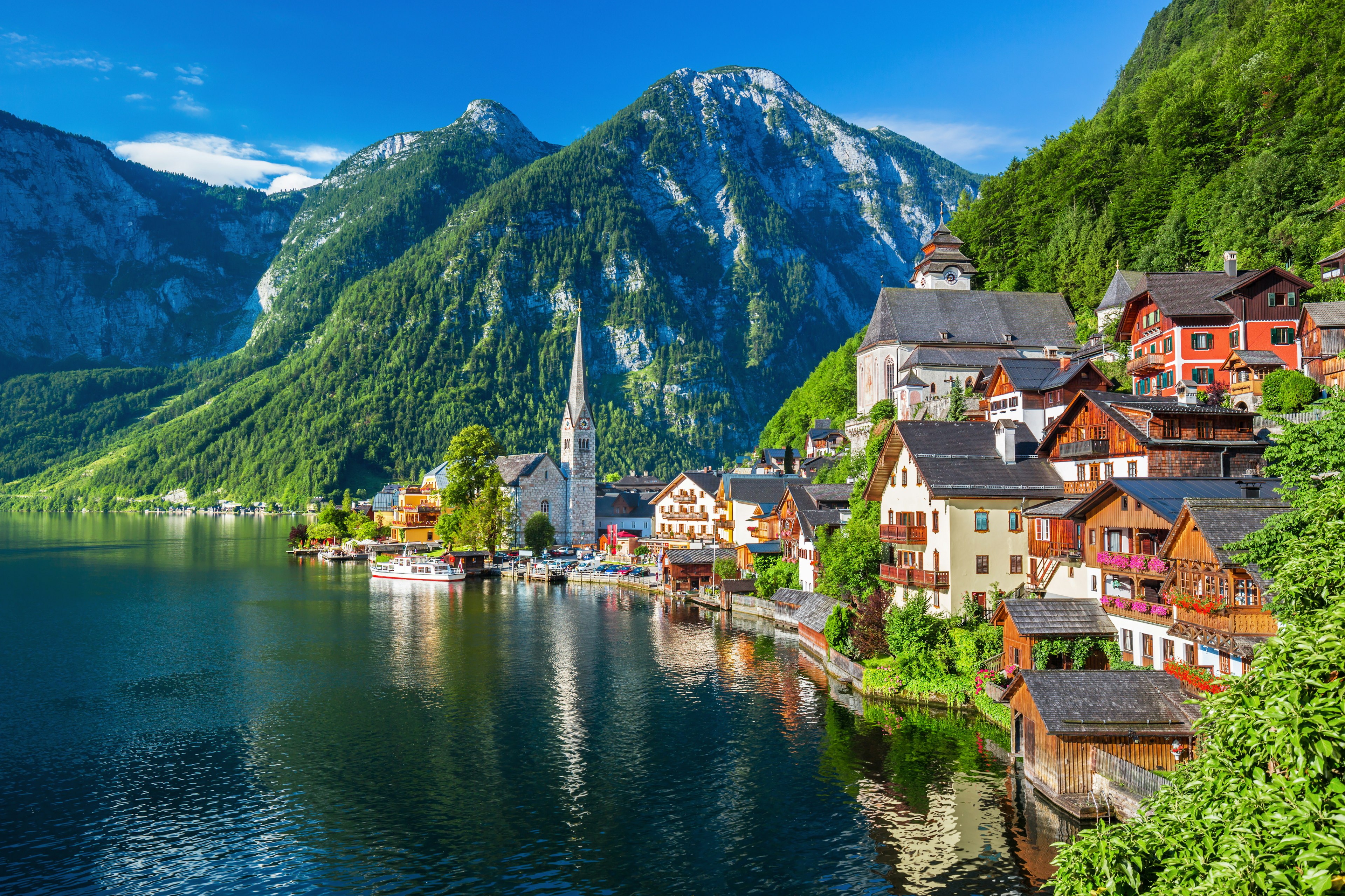 A summer view of Hallstatt, the Salzkammergut, Austria