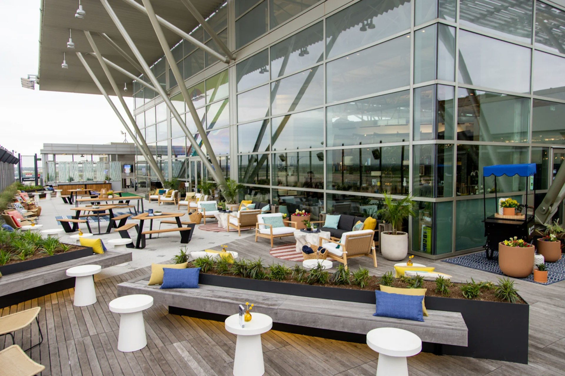 A view of the outside terrace; Chase Sapphire at Austin Airport