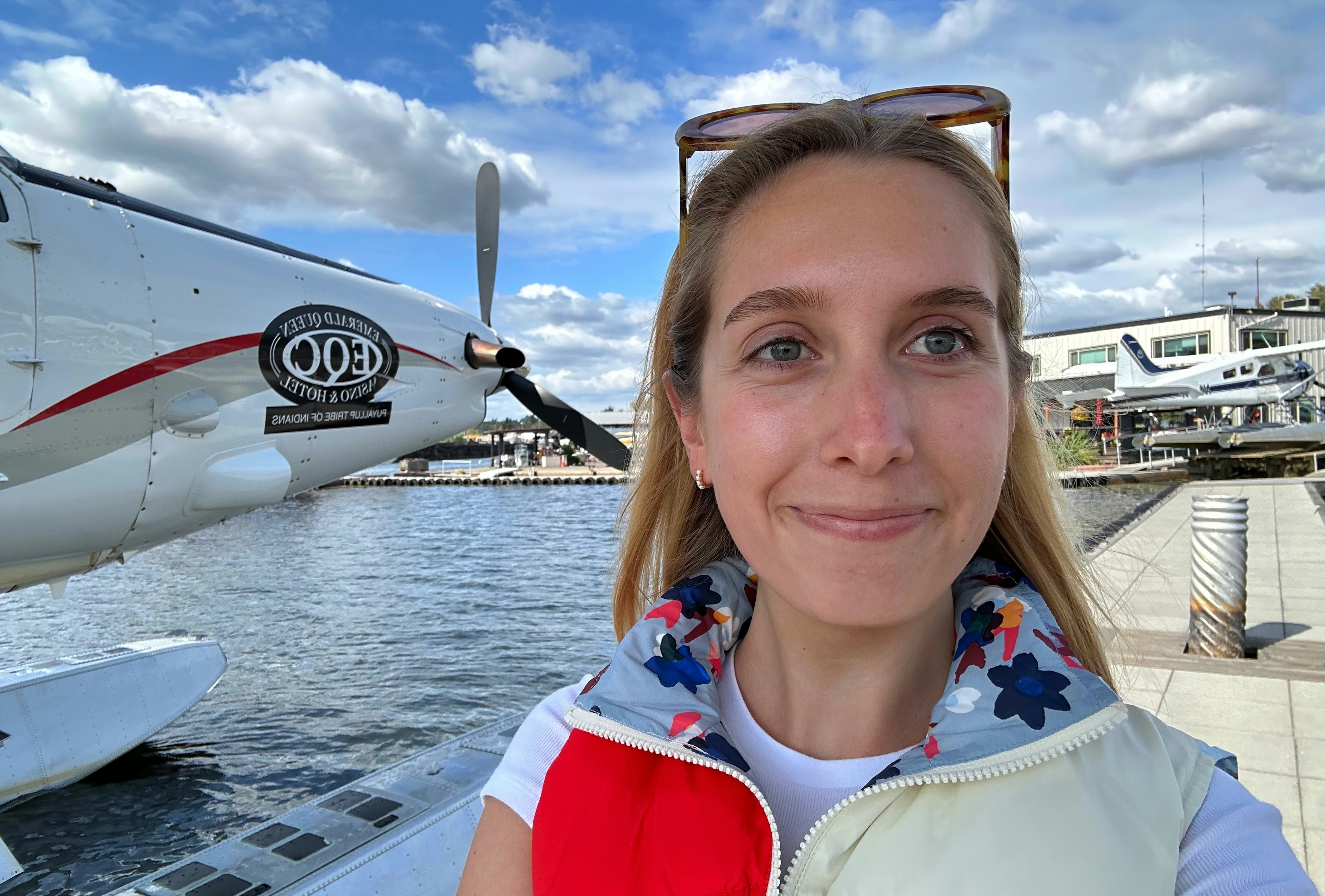 Ann Douglas prepares to board the seaplane