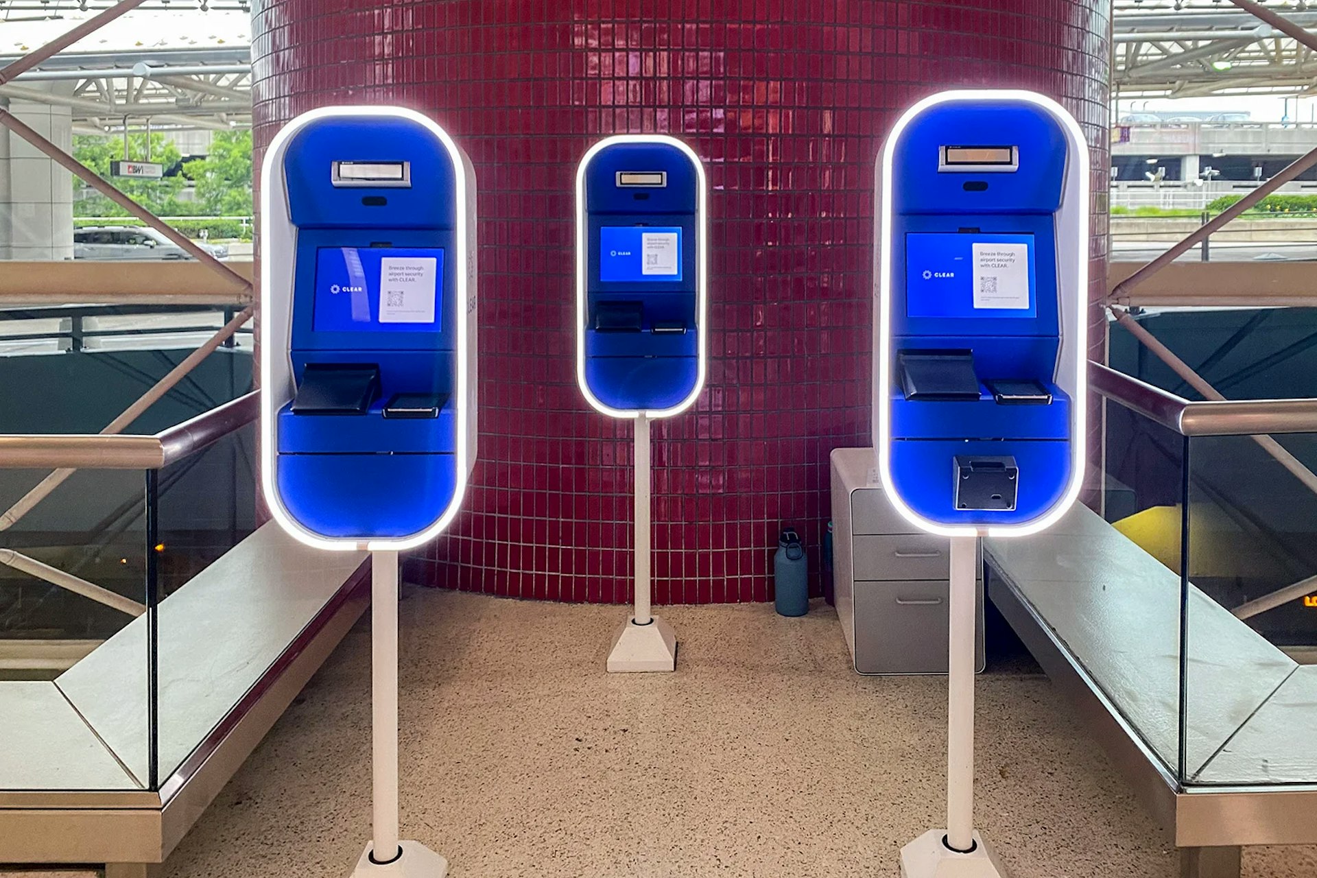 Clear kiosks at an airport