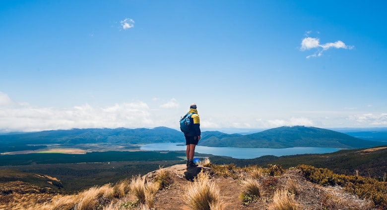 Enjoying a view during Hike. - stock photo
Hiking through Tongariro Crossing, Taupo, New Zealand.
