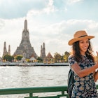 Smiling of Beautiful tourist woman traveling at Wat Arun, Bangkok on her vacation
1366981020