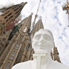 This picture taken on September 19, 2023 shows a pinnacle depicting a human figure that will be set at 135 meters high at the Evangelist Matthew's tower, during a press conference to announce the new steps in the construction of the Expiatory Church of the Sagrada Familia basilica in Barcelona. Jordi Fauli is the seventh architect director of Spanish architect Antoni Gaudi's master piece the Sagrada Familia (Holy Family) basilica, an infinite work that has been built for almost 140 years in the heart of Barcelona. (Photo by Pau BARRENA / AFP) (Photo by PAU BARRENA/AFP via Getty Images)
1676939087
religion, architecture, Horizontal, topix, bestof