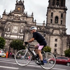 Riding icycles in front of Mexico City Cathedral, playfull and fun bicycle riders in front of this Mexico City landmark.
502857902