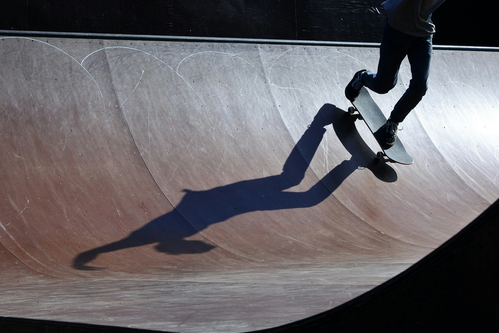 Young male skateboarder on a skateboarding ramp in auckland