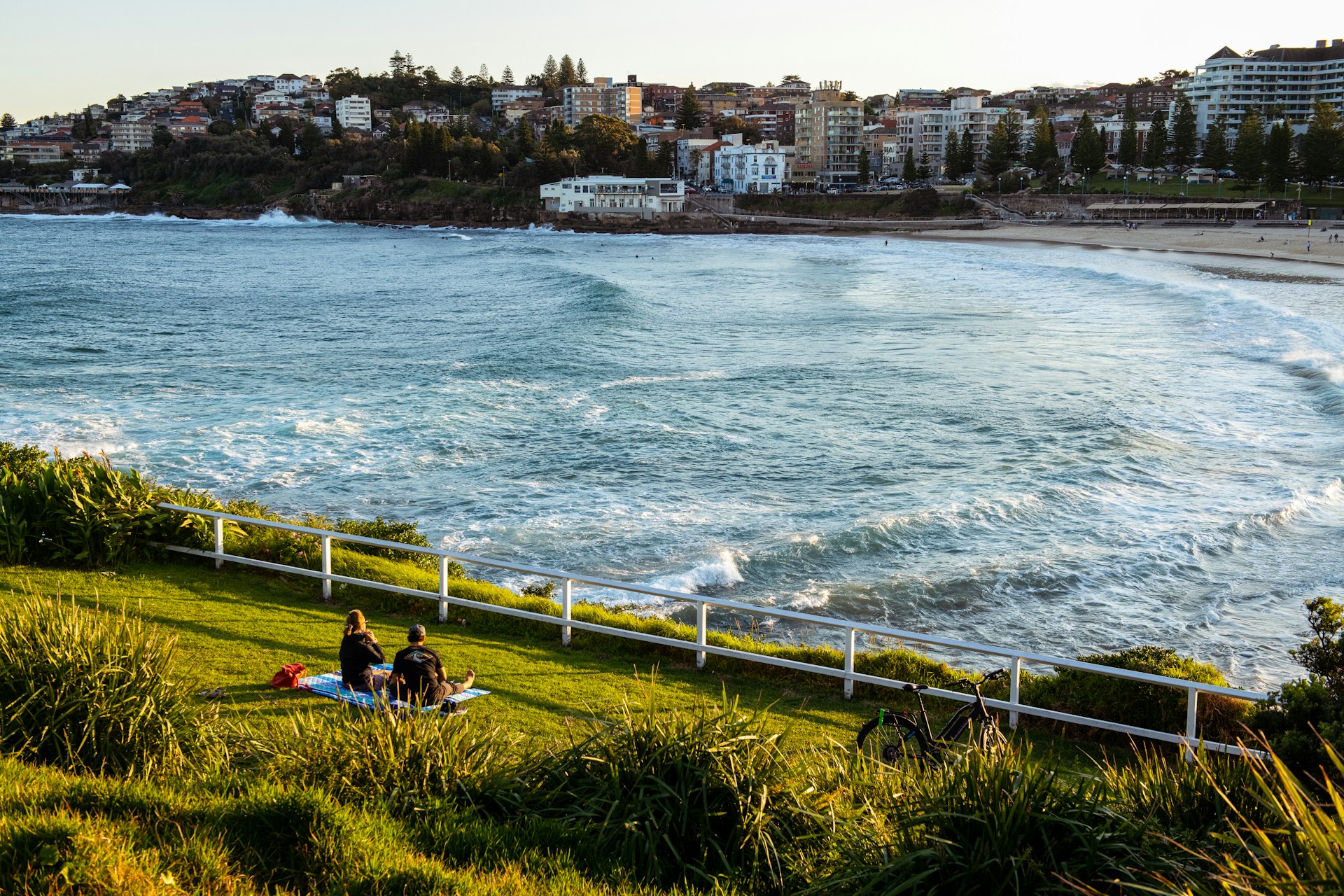 View of Coogee Beach Sydney in the sunset 