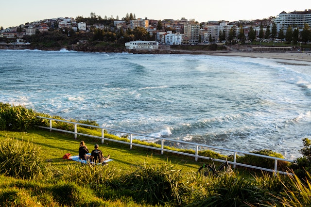 View of Coogee Beach Sydney in the sunset