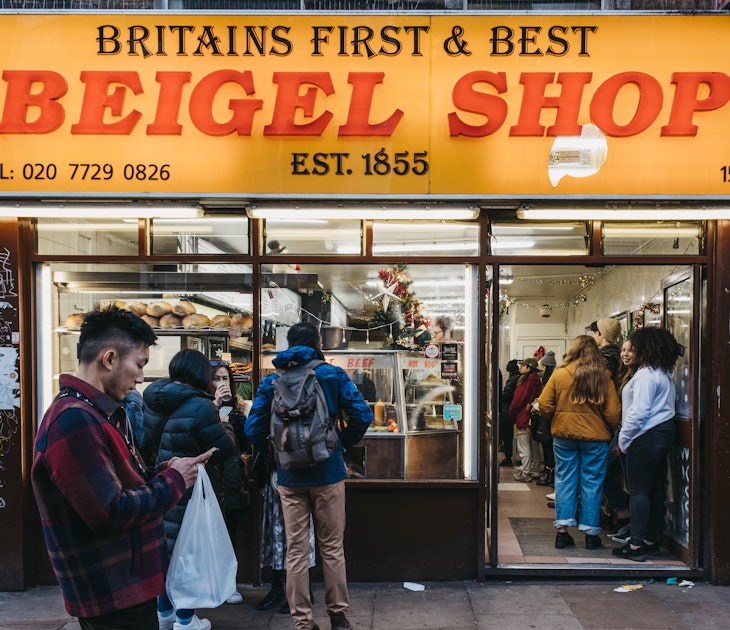London, UK - December 29, 2019: Facade of Beigel Shop in Brick Lane, people walk in front, morion blur. The shop first opened in 1855 and sells fresh bagels 24 hours a day.; Shutterstock ID 1609429639; full: -; gl: -; netsuite: -; your: -
1609429639