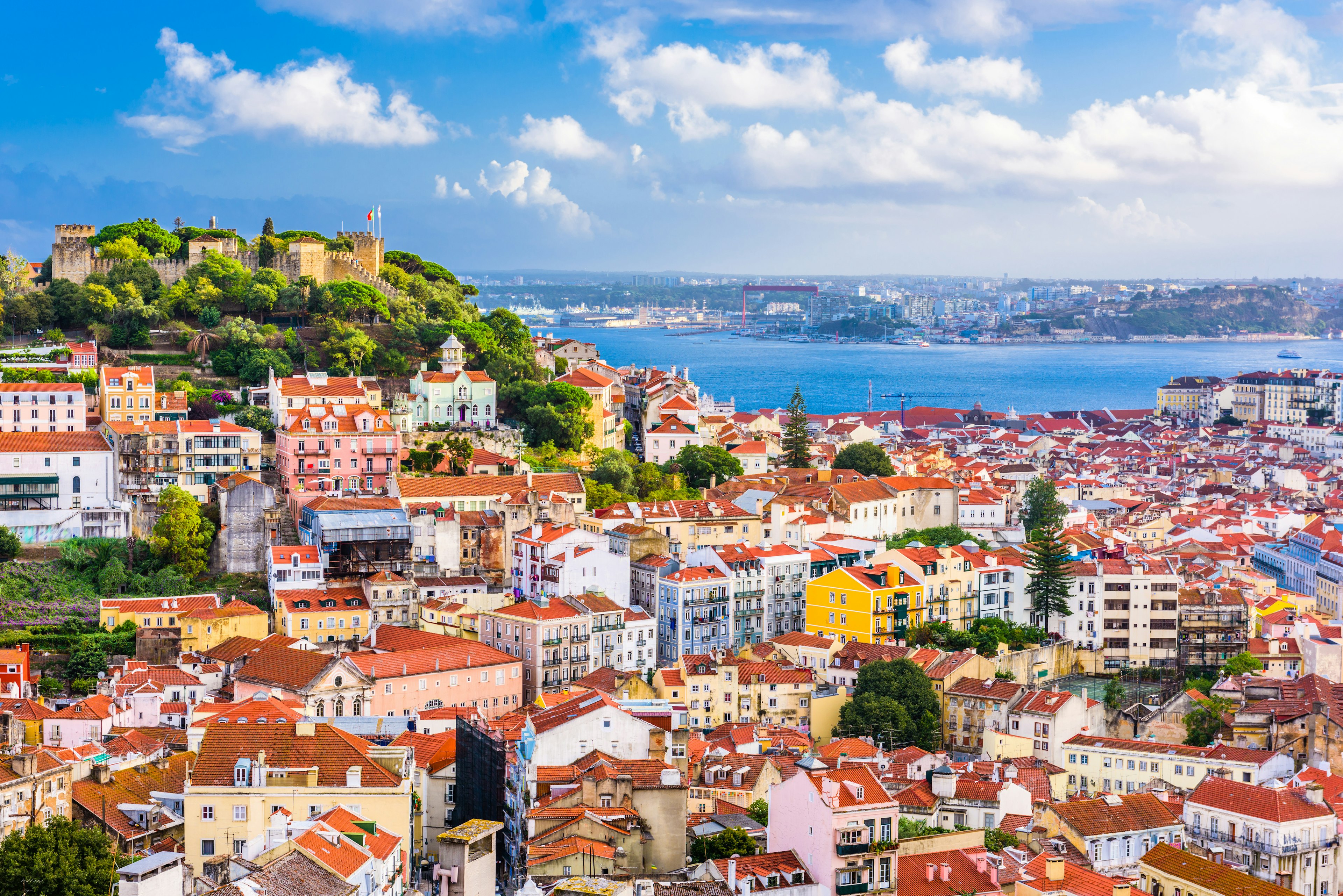 Lisbon skyline with the São Jorge Castle and the Tagus