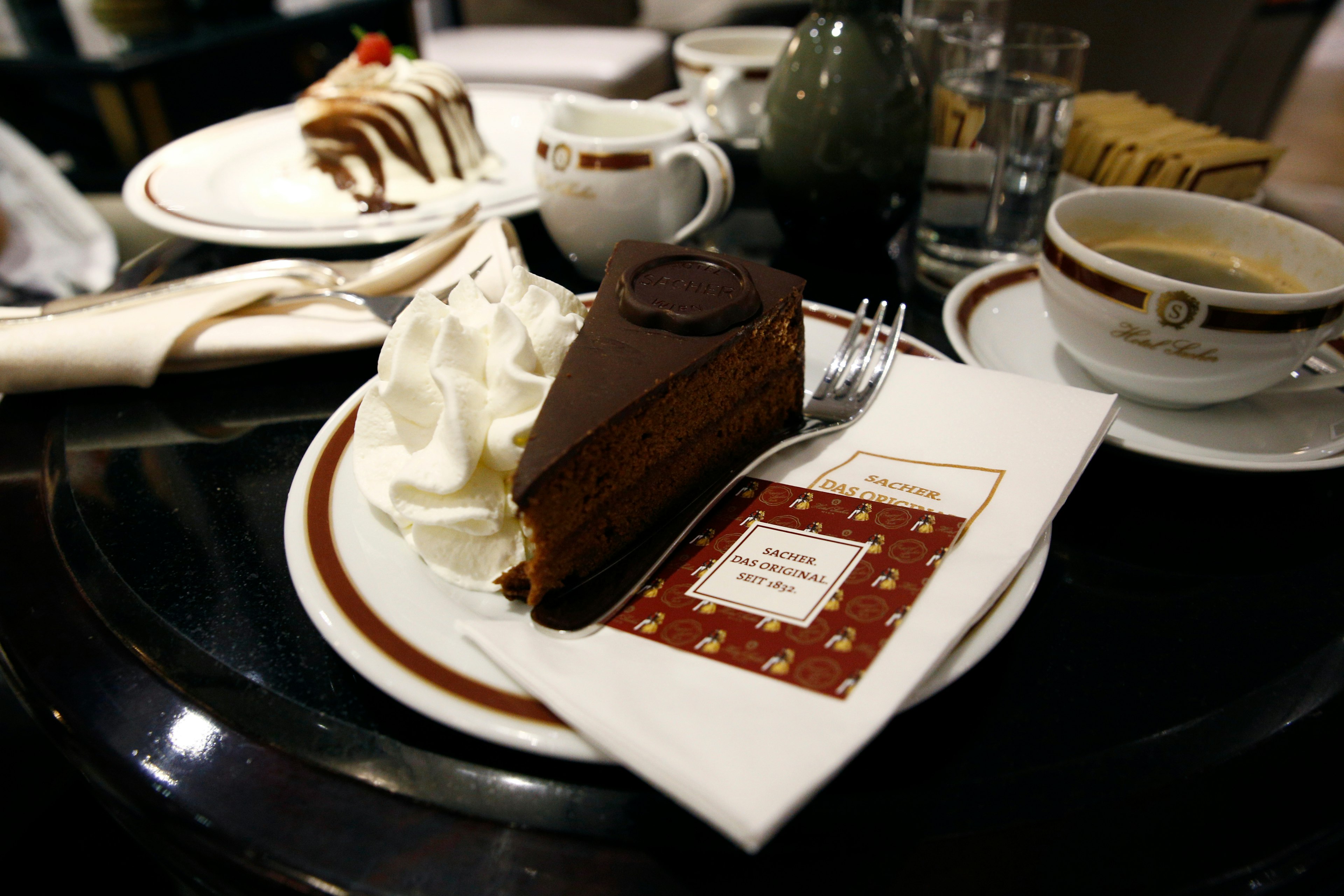 Original Sacher torte at Hotel Sacher in Salzburg, Austria