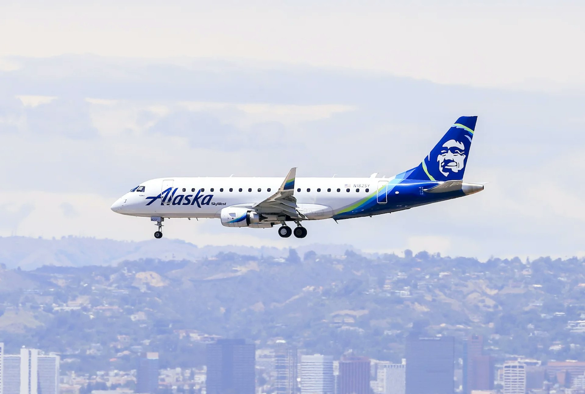 Alaska Airlines plane landing at LAX
