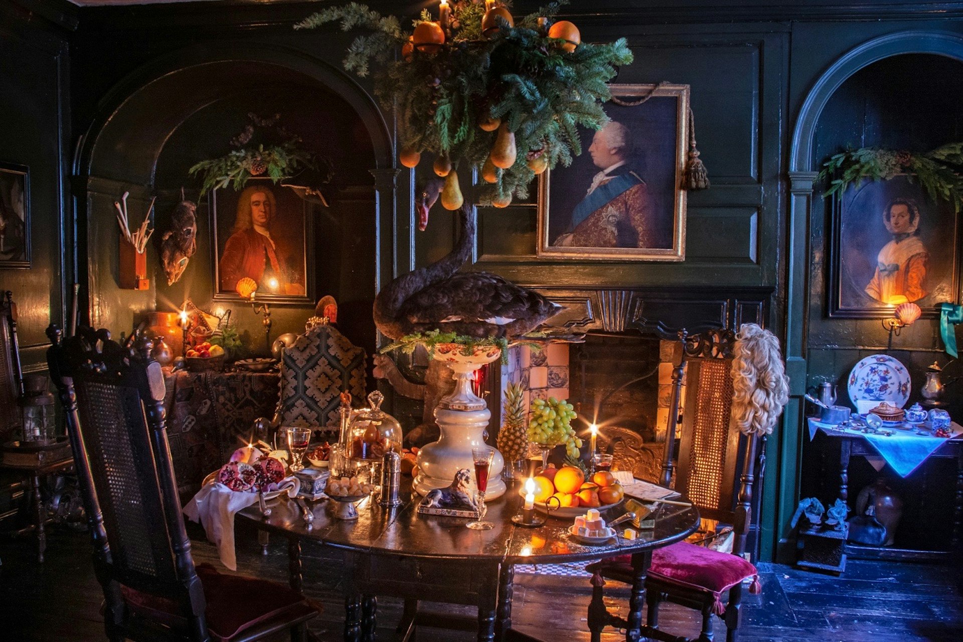The interior of Dennis Severs’ House at Christmas, Spitalfields, London, England, United Kingdom