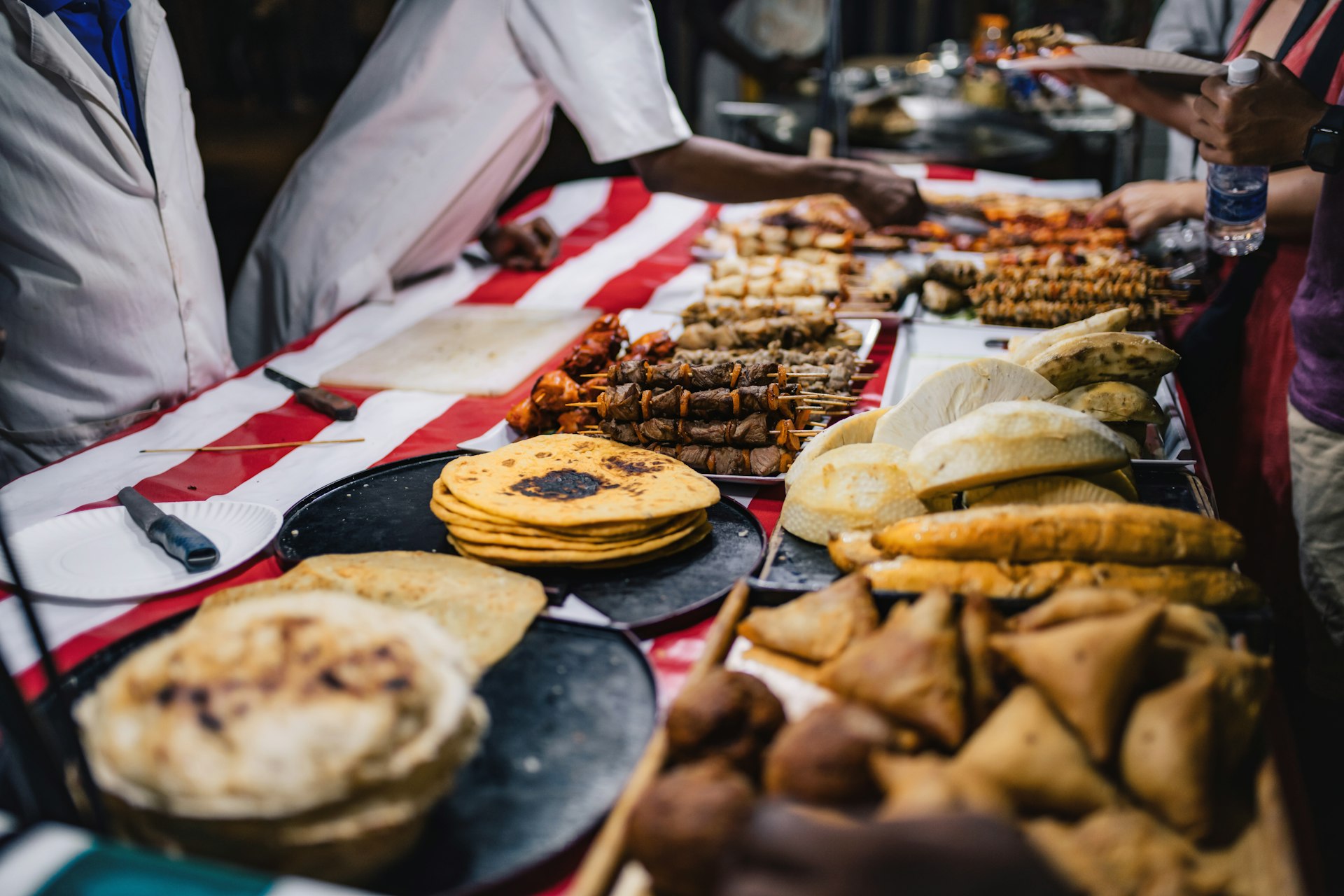 Fresh African street food at night market in Zanzibar Stone Town