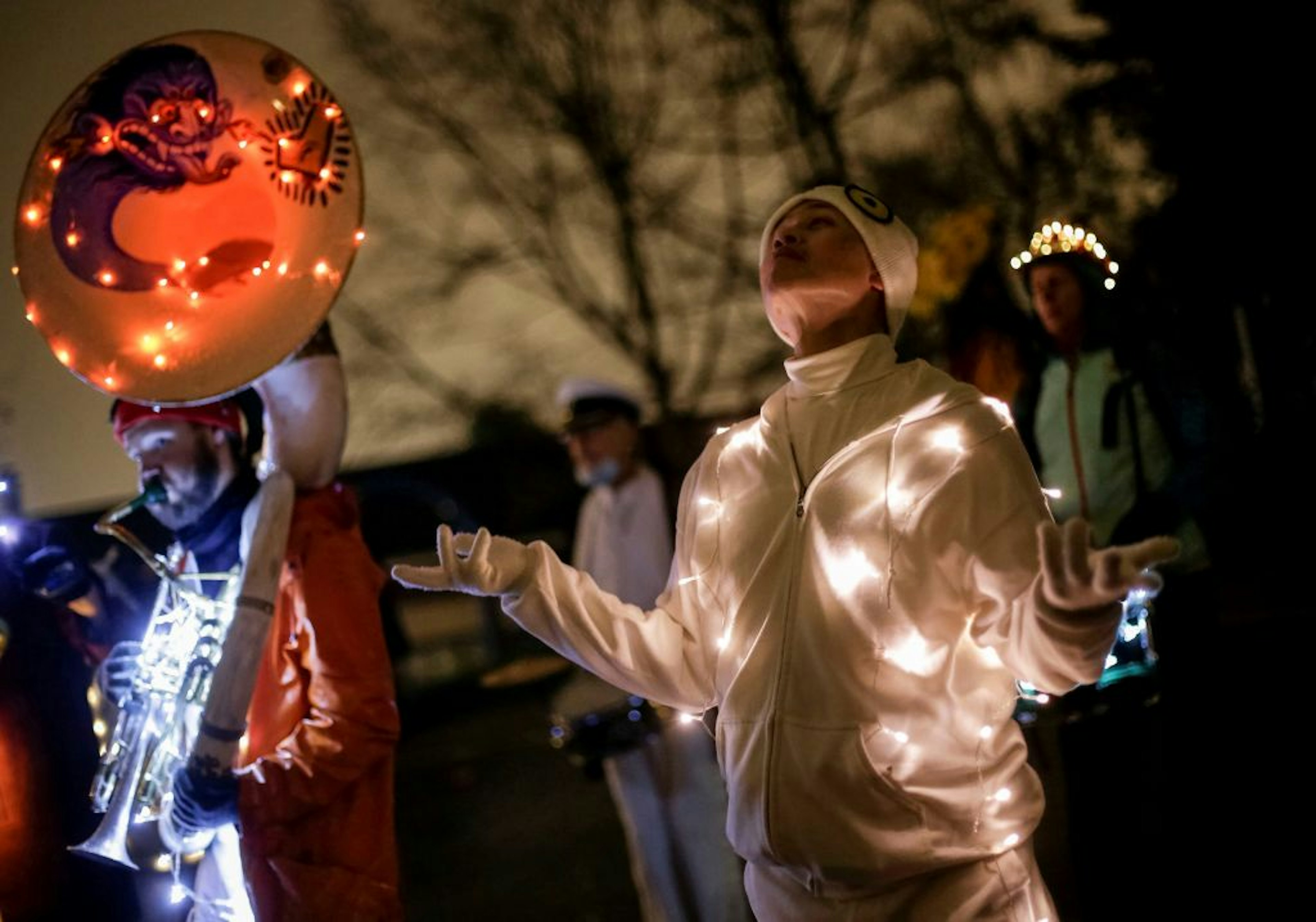 People take part in a lantern festival to welcome the winter solstice in Vancouver, Canada.