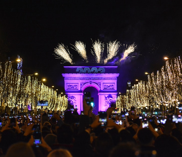 PARIS, FRANCE - JANUARY 1: Fireworks explode next to the Arc de Triomphe with "2023" projected on the building, at the Avenue des Champs-Elysees during New Year celebrations in Paris, early on January 1, 2023. (Photo by Firas Abdullah/Anadolu Agency via Getty Images)
1245911462
paris