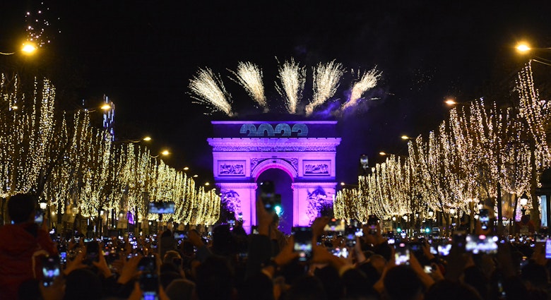 PARIS, FRANCE - JANUARY 1: Fireworks explode next to the Arc de Triomphe with "2023" projected on the building, at the Avenue des Champs-Elysees during New Year celebrations in Paris, early on January 1, 2023. (Photo by Firas Abdullah/Anadolu Agency via Getty Images)
1245911462
paris