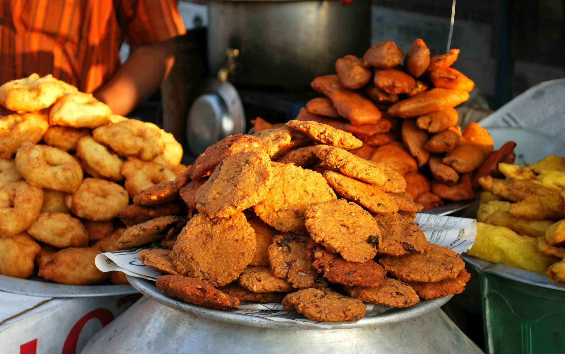 Close-up of crispy vada (snacks) of Kerala.