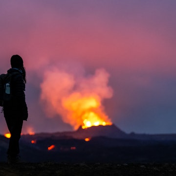 dpatop - 21 July 2023, Iceland, Fagradalsfjall: Lava erupts from the crater of a volcano near the mountain Litli-Hrútur, about 40 kilometers southwest of Reykjavik. A young woman stands in the foreground, gazing at the flames. Iceland has seen a volcanic eruption for the third year in a row. Photo: Philipp Schulze/dpa (Photo by Philipp Schulze/picture alliance via Getty Images)
dpatop - 21 July 2023, Iceland, Fagradalsfjall: Lava erupts from the crater of a volcano near the mountain Litli-Hrútur, about 40 kilometers southwest of Reykjavik. A young woman stands in the foreground, gazing at the flames. Iceland has seen a volcanic eruption for the third year in a row. Photo: Philipp Schulze/dpa (Photo by Philipp Schulze/picture alliance via Getty Images)
1546721678
volcanoes, free time, observer, smartphone, smoke
