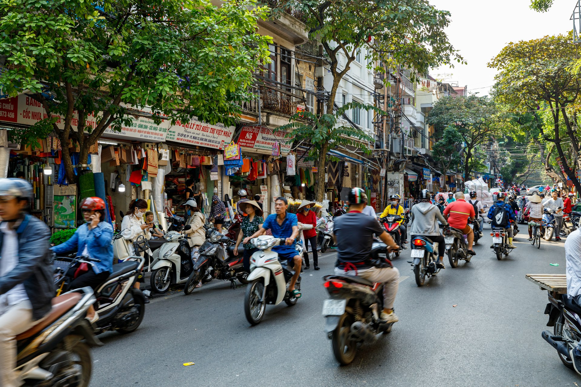 The city center and chaos traffic of Hanoi, Vietnam